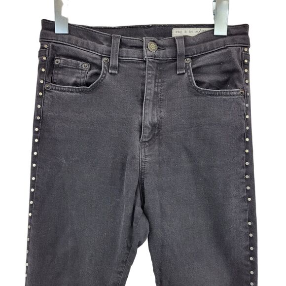 Rag & Bone High Rise Skinny Jeans Black Studded Women's Size 26 - Picture 4 of 11